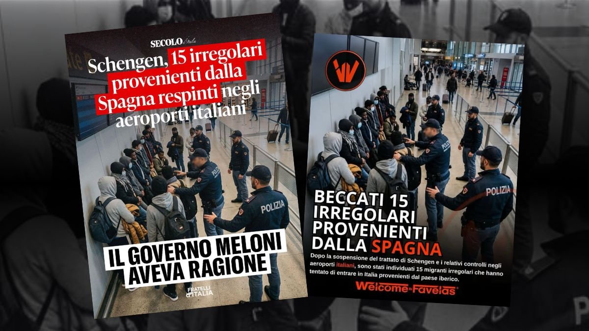 15 migranti irregolari fermati in aeroporto: come hanno fatto a salire sull’aereo? L’immagine usata da Fratelli d’Italia e l’AI