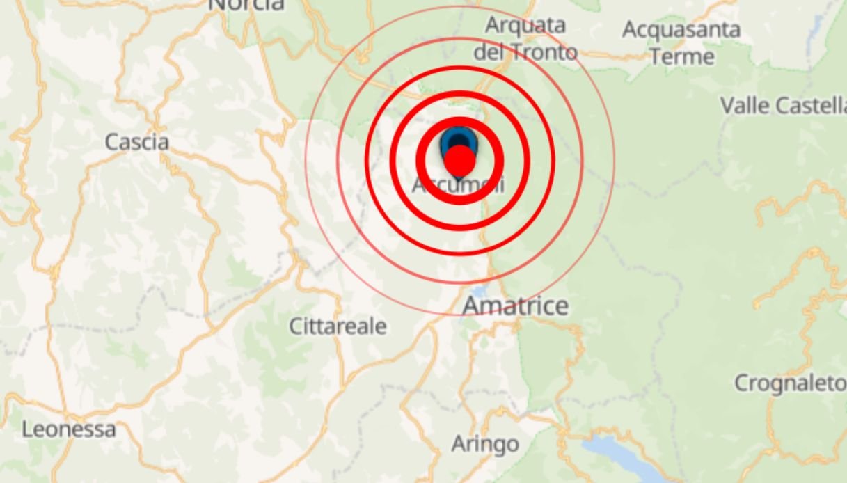 Terremoto di magnitudo 2.9 a Accumoli, seguito da due scosse: la paura torna nel Centro Italia